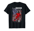 Usa Flag Soccer Player Love Soccer T-Shirt - Minimalist Print for Adults