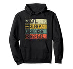 Eat Sleep Soccer Repeat Funny Soccer Hoodie - Fun Novelty Design Unisex