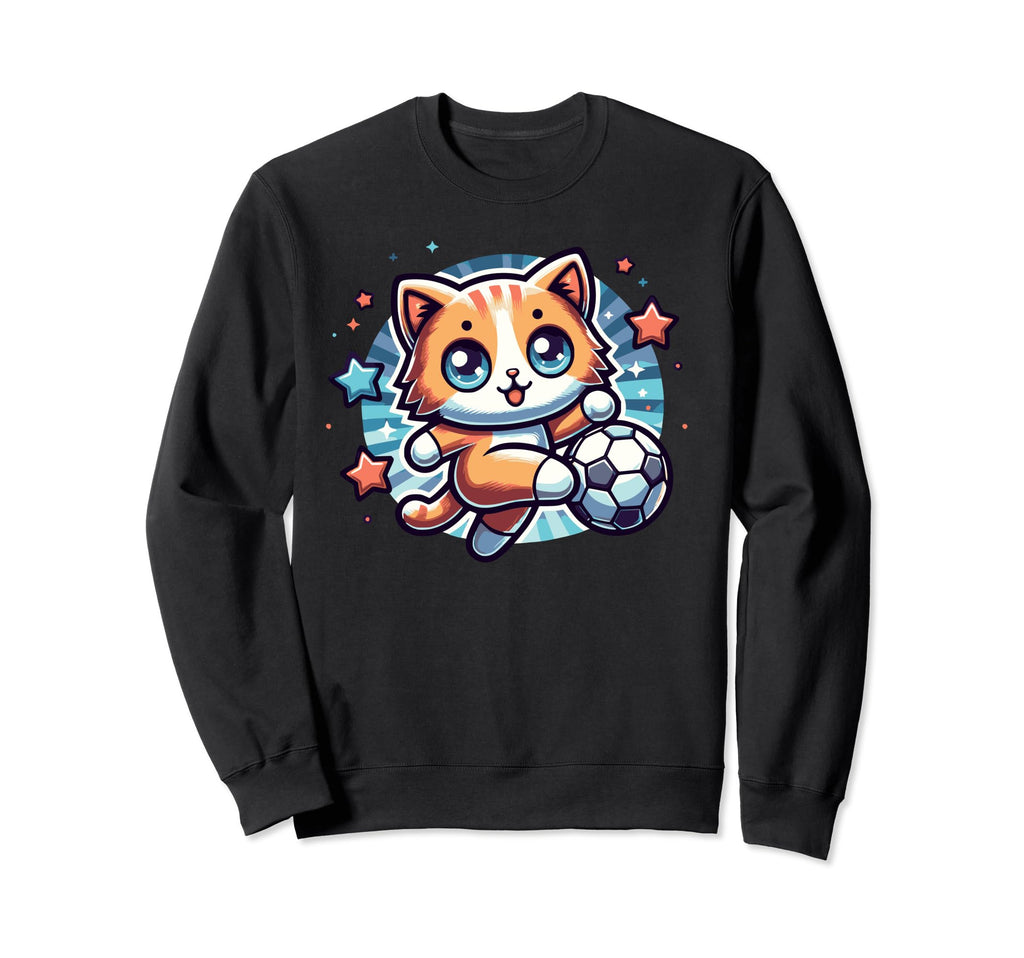 Cat Kitten Soccer Player Kicking Sweatshirt - Unique Graphic Men Women