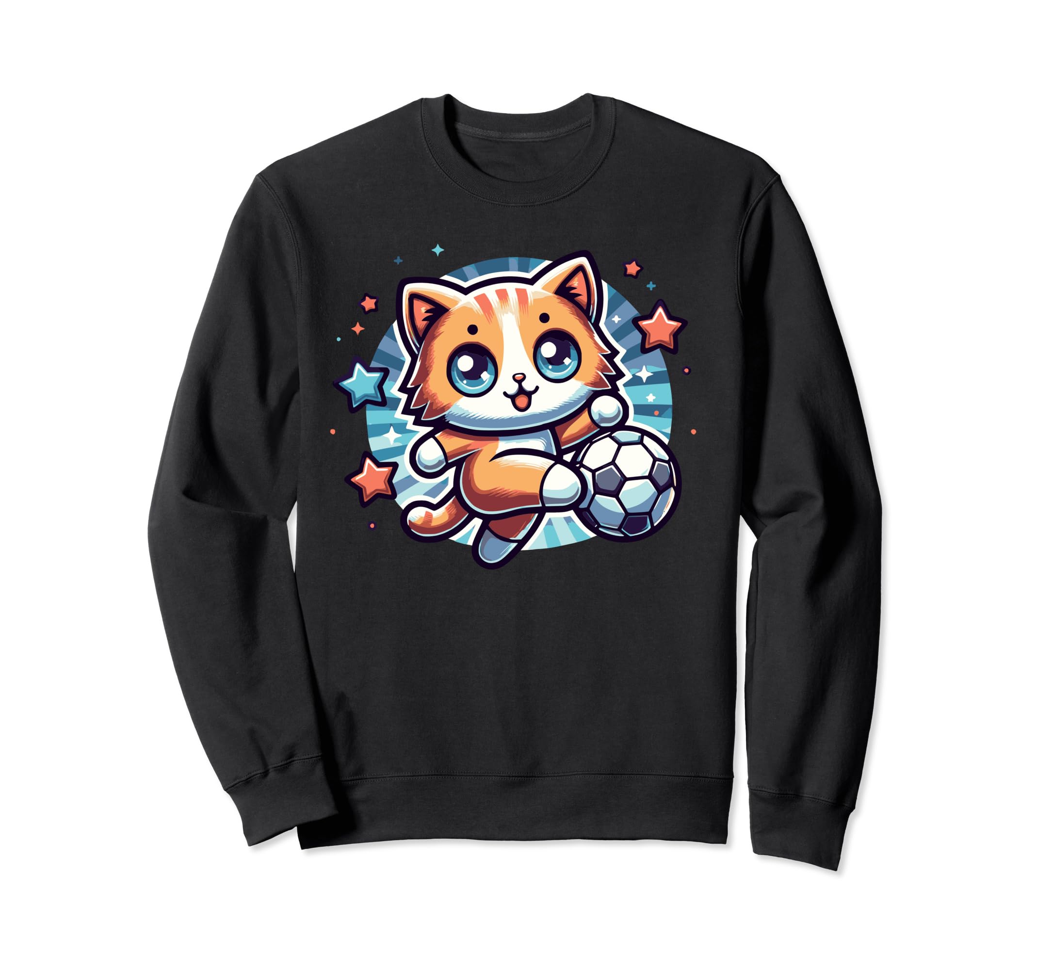 Cat Kitten Soccer Player Kicking Sweatshirt - Unique Graphic Men Women