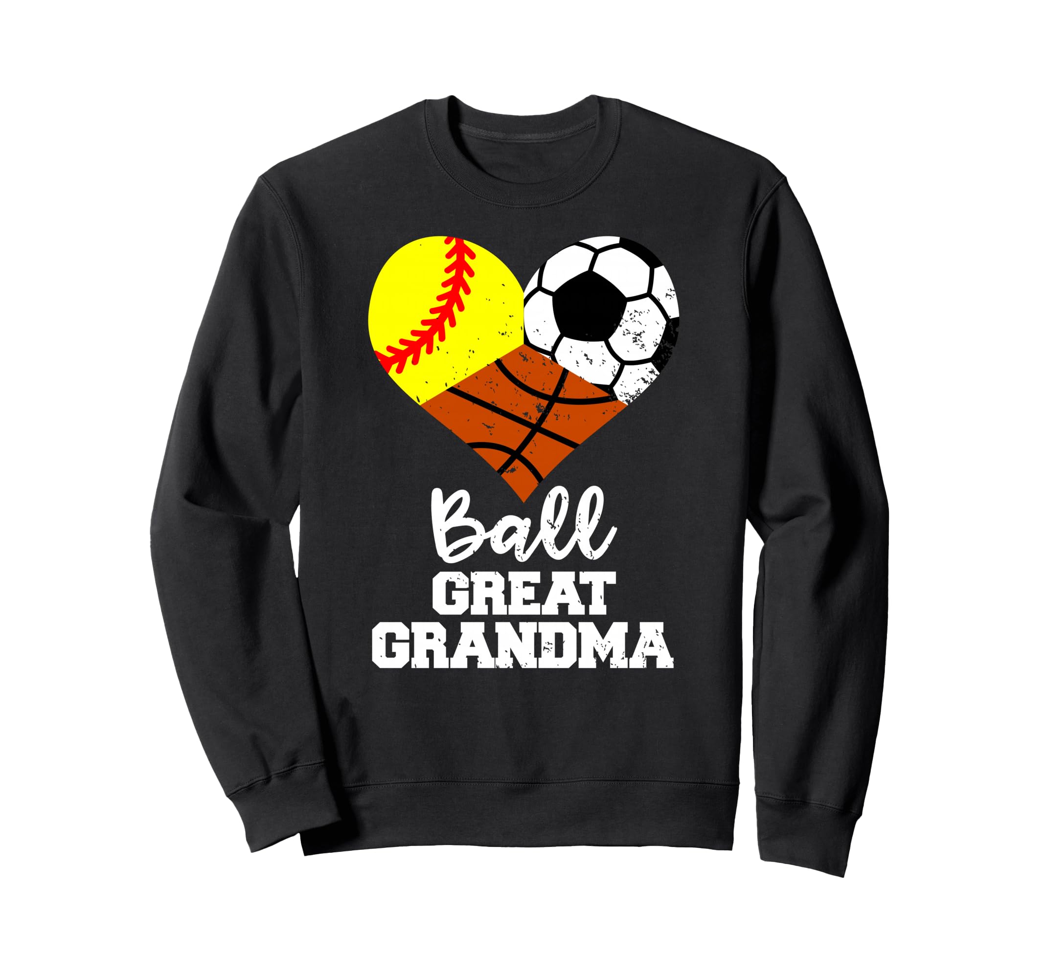 Ball Great Grandma Heart Softball Sweatshirt - Fun Novelty Design Unisex