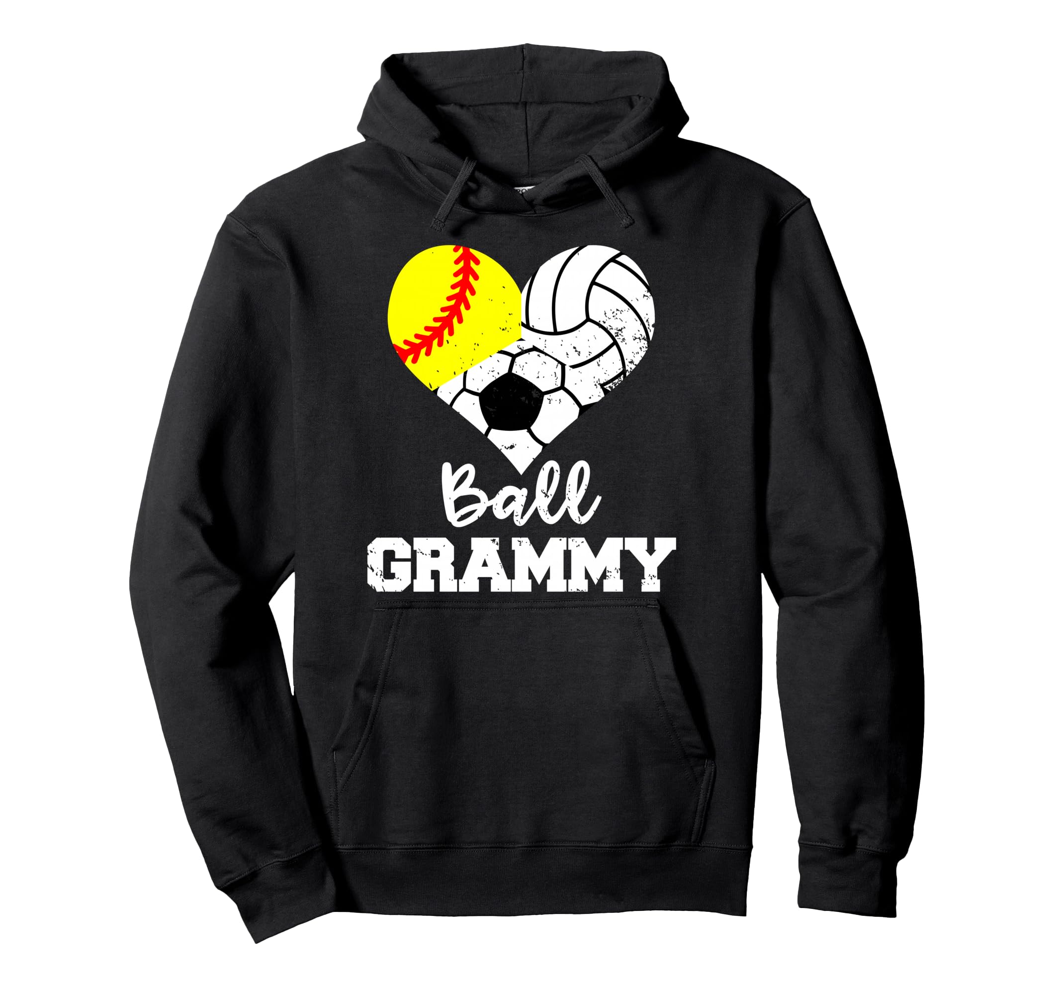 Ball Grammy Heart Funny Softball Volleyball Hoodie - Unique Graphic Unisex