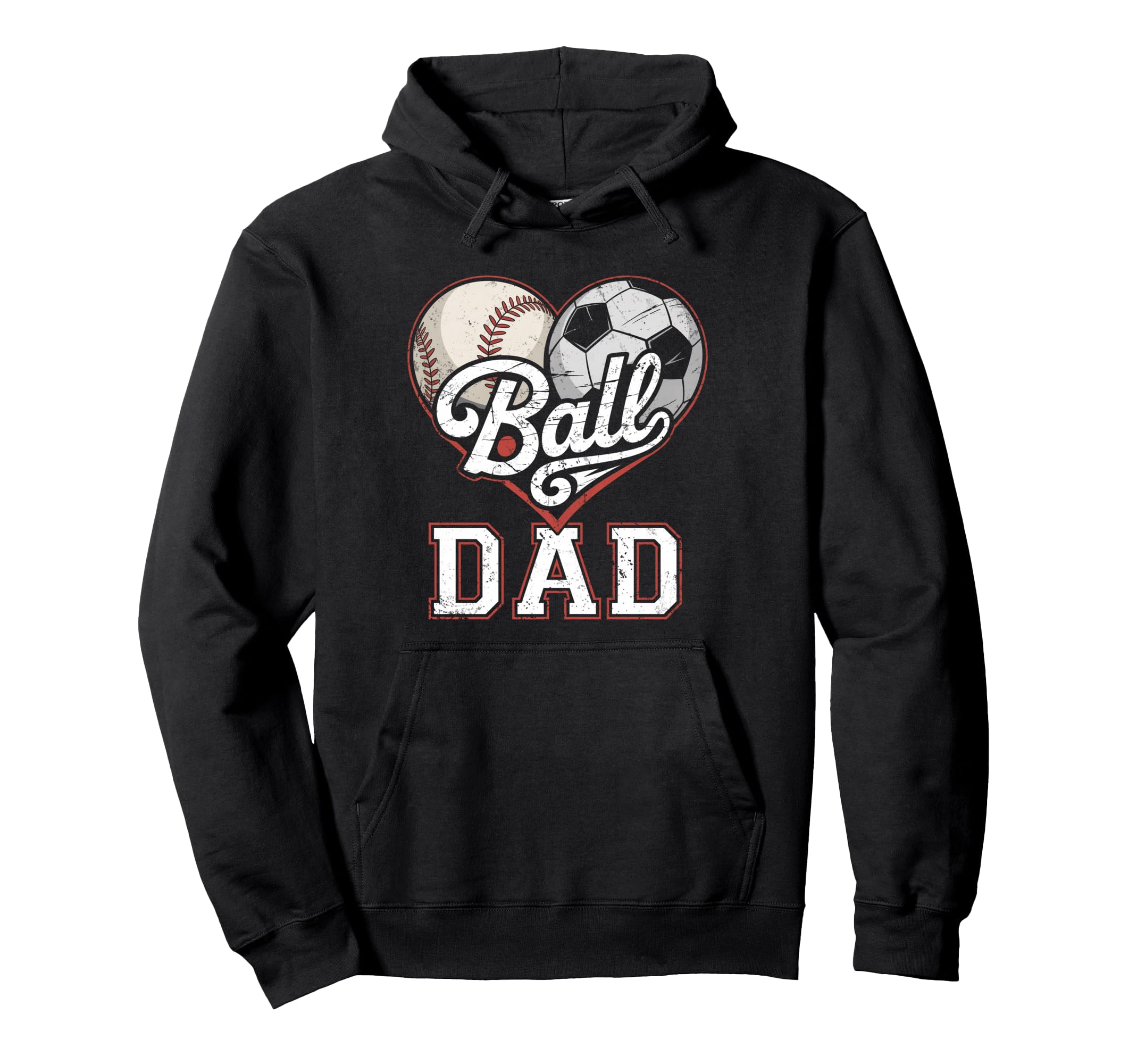 Ball Dad Baseball Soccer Heart Mom Both Hoodie - Trendy Graphic Men Women