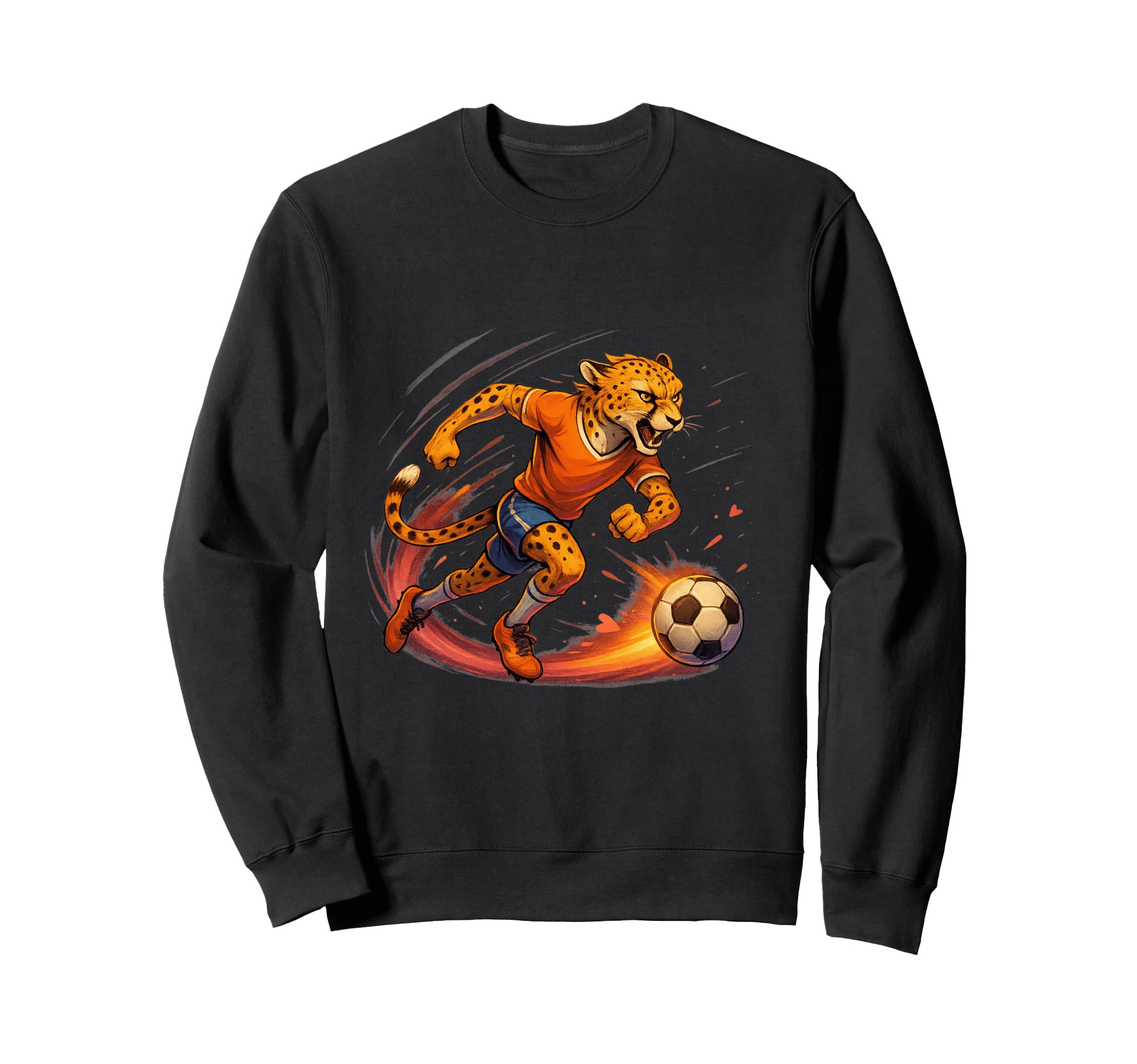 Fast Cheetah Striker Soccer Sweatshirt - Casual Everyday Wear Men Women