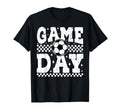 Game Day Soccer Checkered Player Sport T-Shirt - Graphic Print Unisex