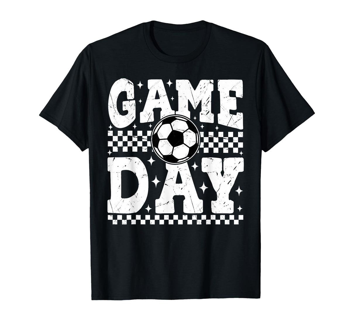 Game Day Soccer Checkered Player Sport T-Shirt - Graphic Print Unisex