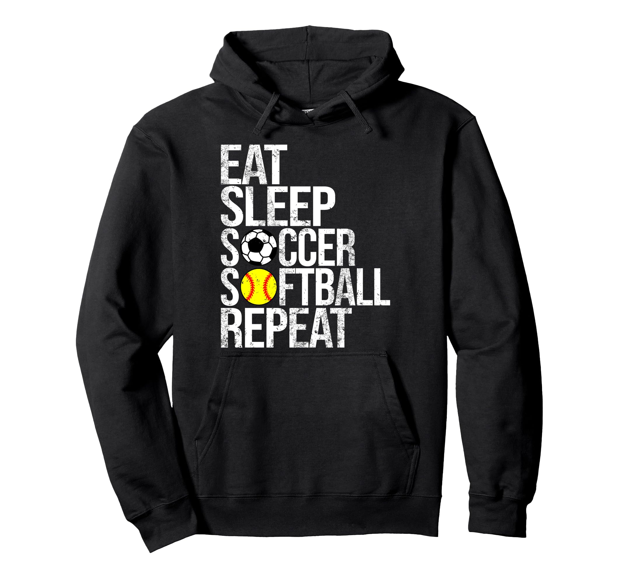 Eat Sleep Soccer Softball Repeat Funny Hoodie - Trendy Graphic for Adults