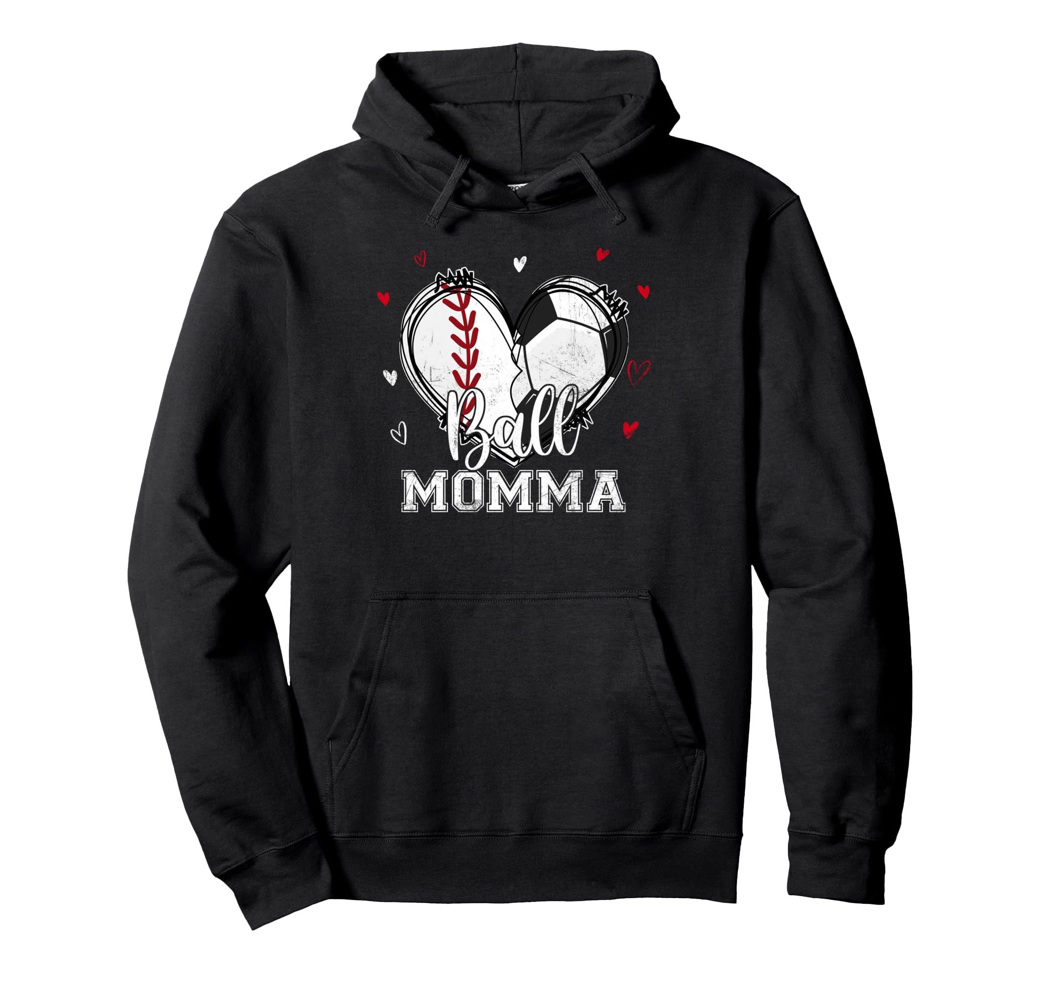 Ball Momma Baseball Soccer Heart Nana Hoodie - Graphic Print for Adults