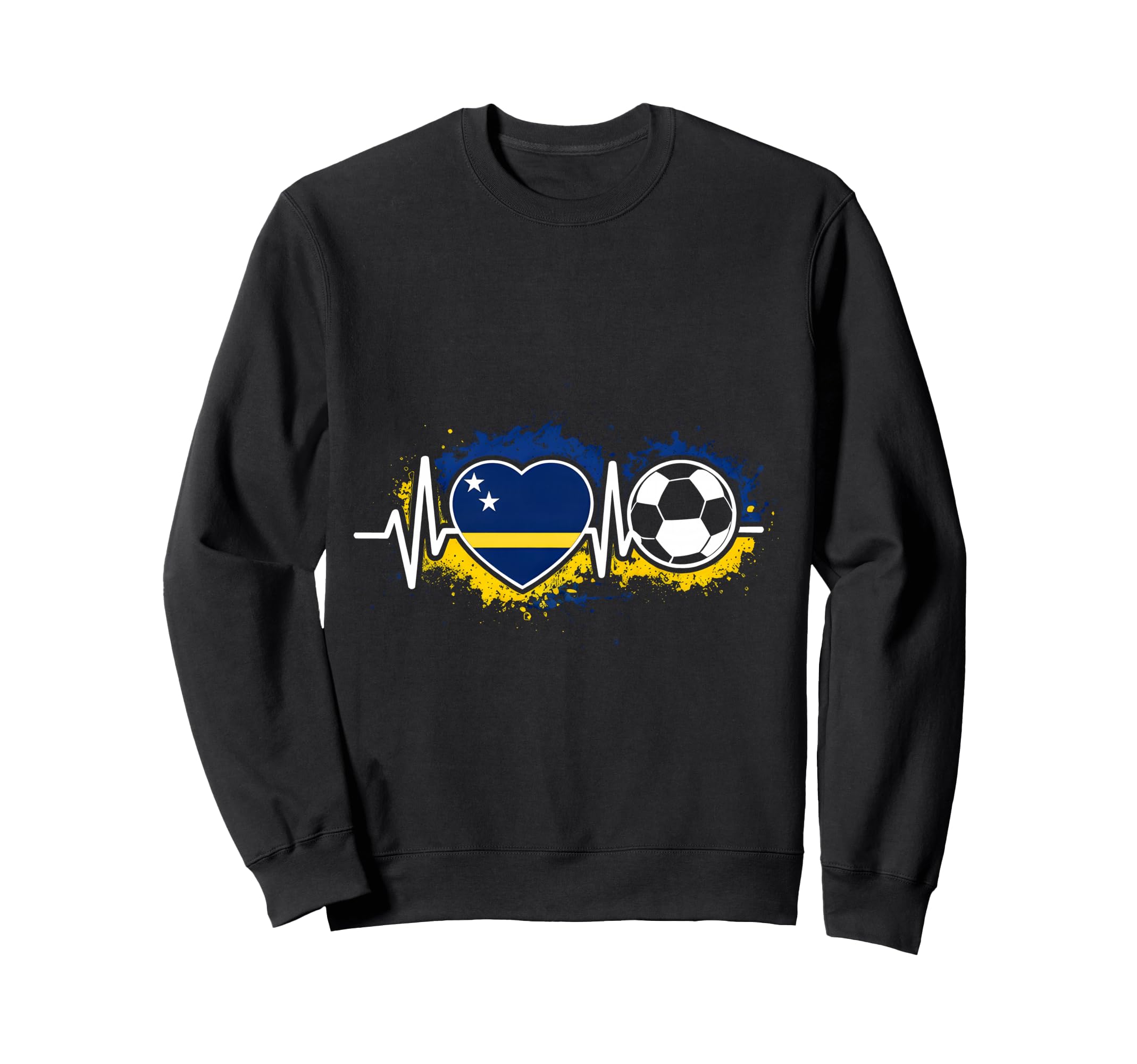 Heartbeat Curacao Flag Soccer Fan Sweatshirt - Unique Graphic Unisex