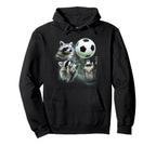 3 Racoon Soccer Howling Raccoon Head Hoodie - Unique Graphic Men Women