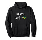 Brazil Flag Heartbeat Soccer Hoodie - Trendy Graphic for Adults