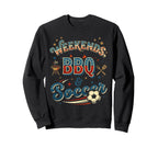 Weekends Bbq And Soccer Patriotic Sweatshirt - Custom Art Print Unisex