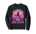 Easily Distracted Soccer And Cats Sweatshirt - Aesthetic Graphic Men Women