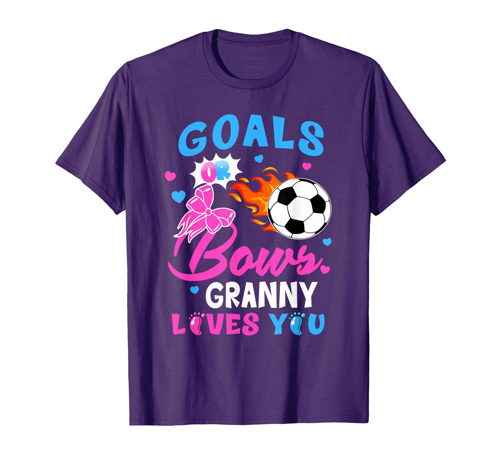 Gender Reveal Goals Or Bows Granny Loves T-Shirt - Graphic Print Men Women