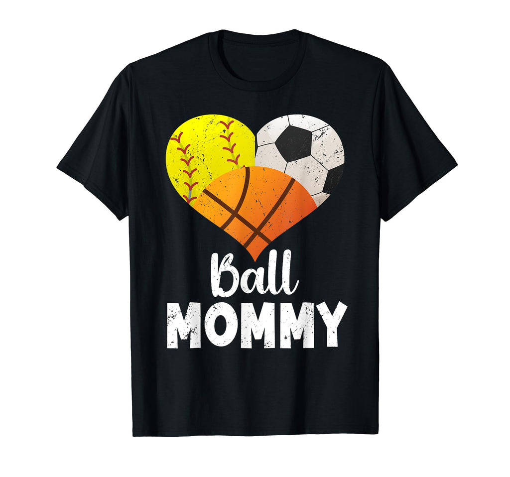 Ball Mommy Heart Softball Soccer T-Shirt - Trendy Graphic Unisex