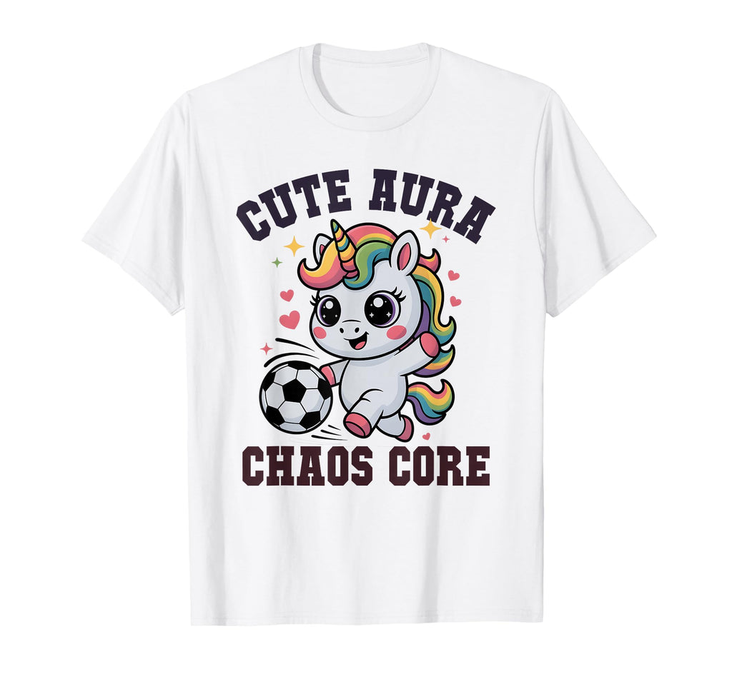 Funny Soccer Unicorn Aura Chaos T-Shirt - Fun Novelty Design Men Women