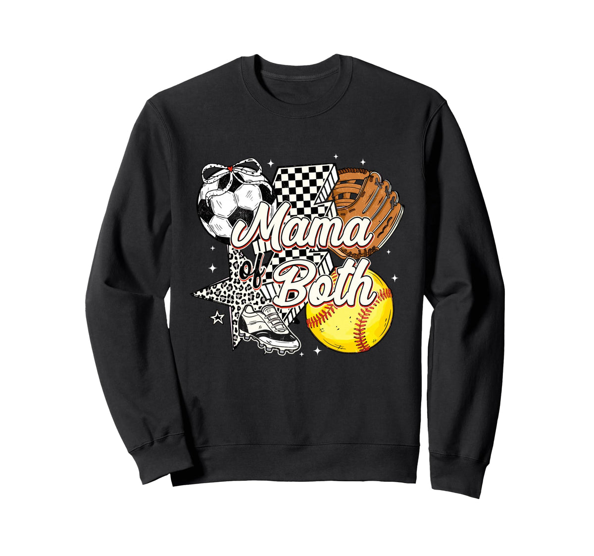 Mama Both Soccer Softball Mama Sweatshirt - Aesthetic Graphic Men Women