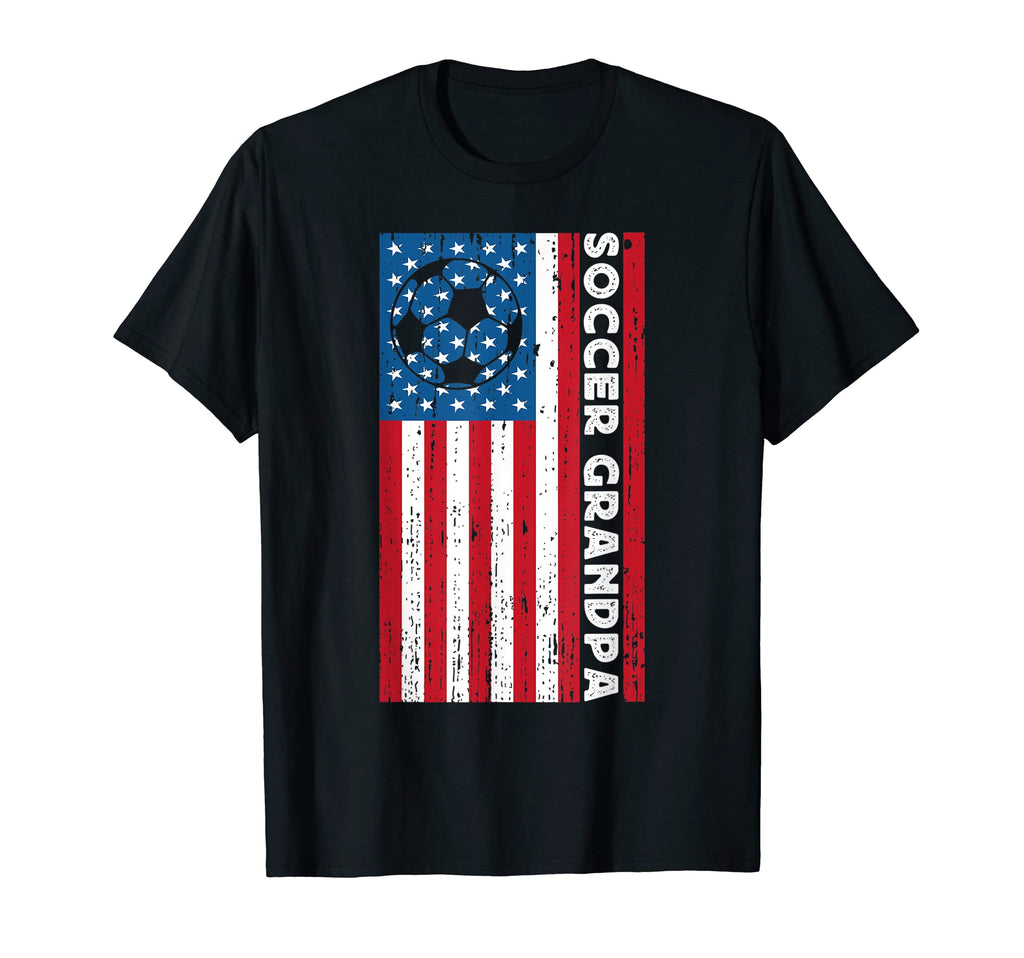 Soccer Grandpa Usa American Flag Soccer T-Shirt - Custom Art Print Unisex