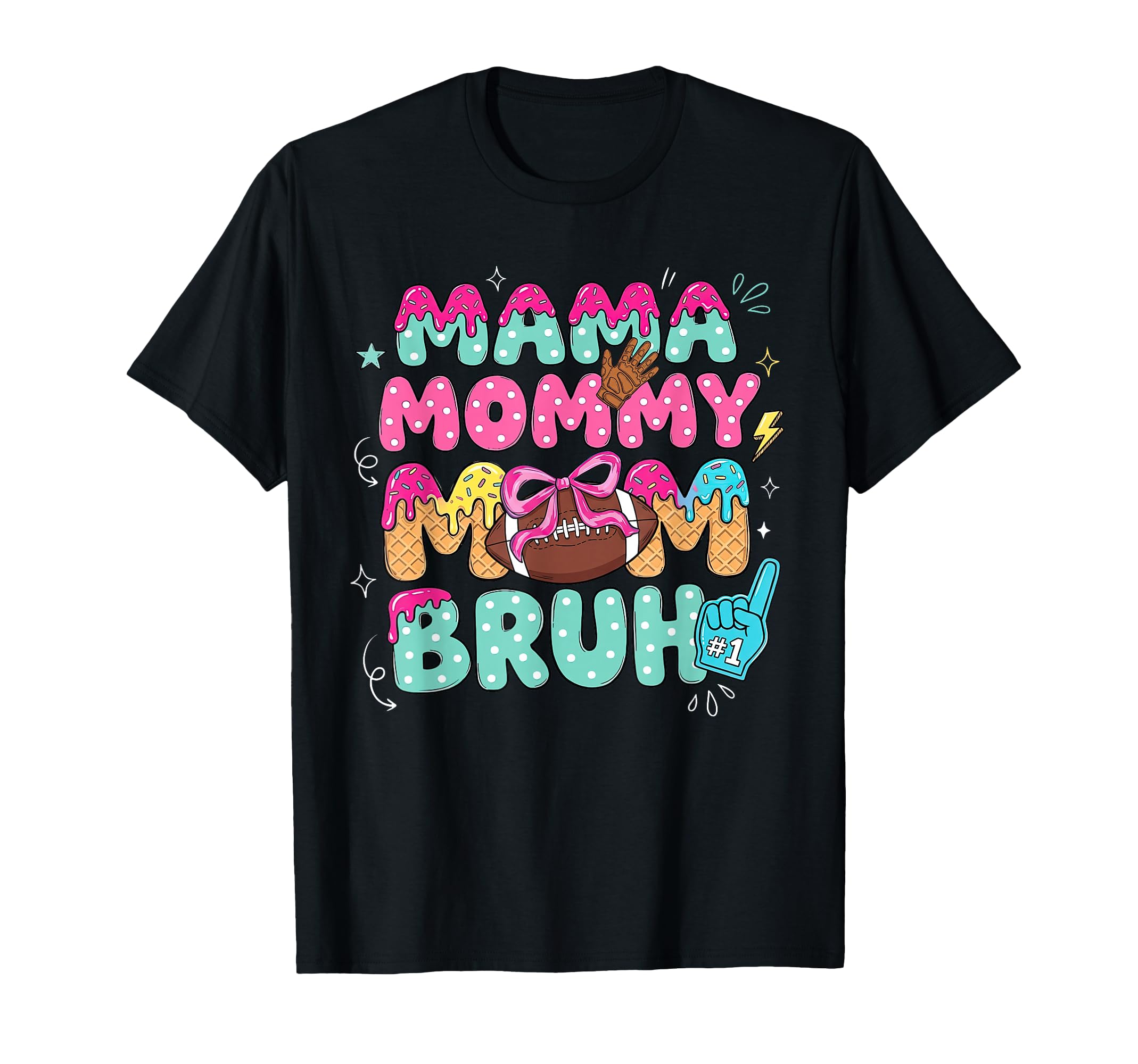 Mama Mommy Football Mom Bruh Ice T-Shirt - Novelty Apparel for Adults