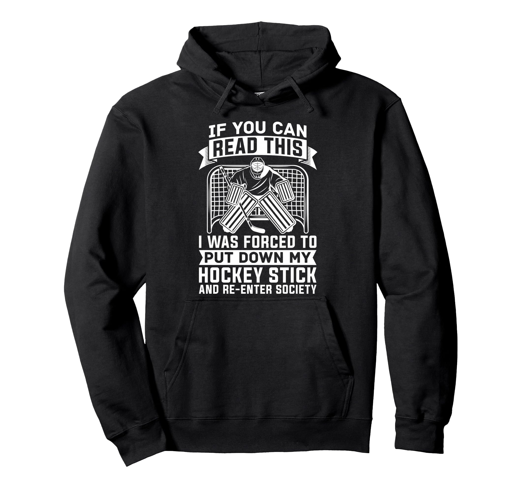 Ice Hockey Goalkeeper Goaltender Ice Hoodie - Minimalist Print for Adults