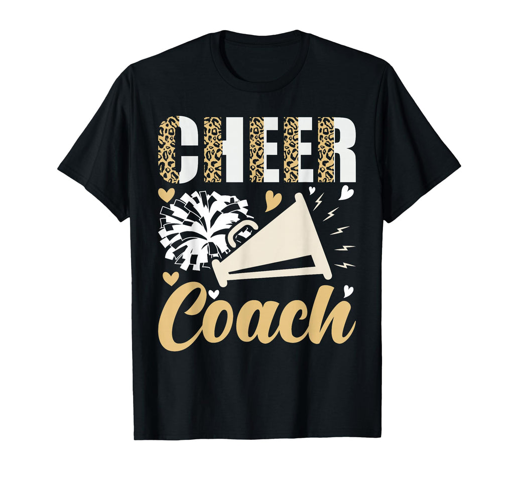 Cheer Coach Leopard Cheerleading T-Shirt - Casual Everyday Wear Men Women