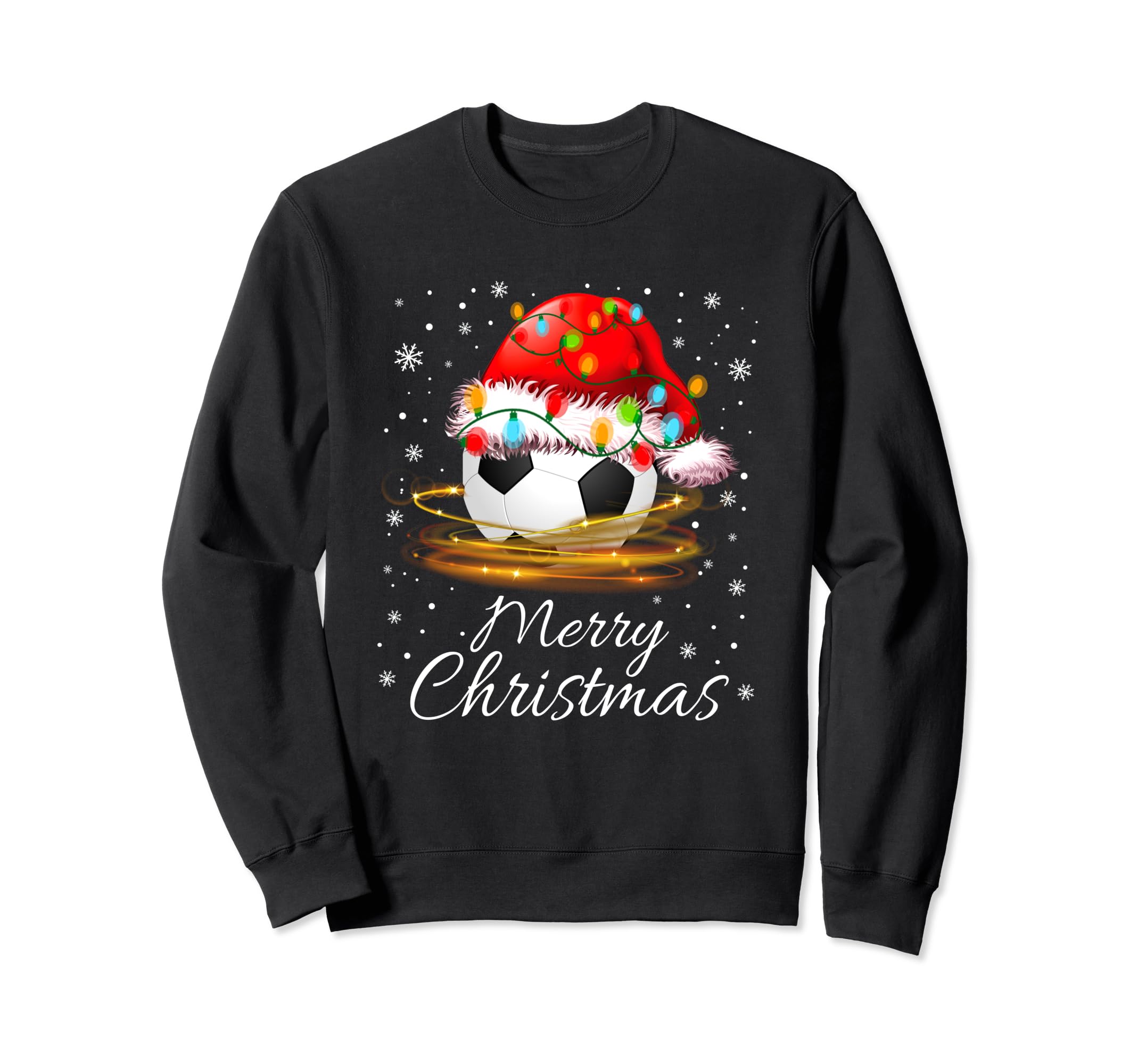 Pajama Santa Hat Soccer Ball Sweatshirt - Aesthetic Graphic Unisex
