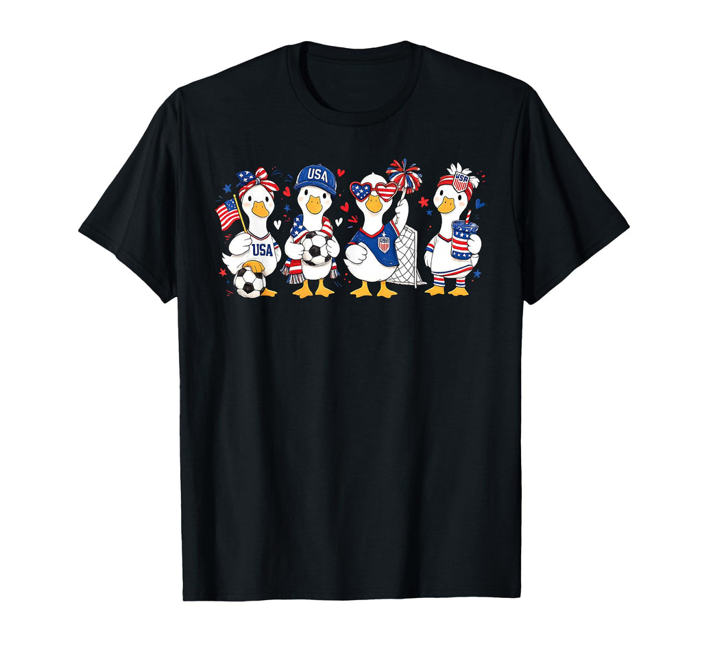 Silly Goose Patriotic 4Th July Soccer T-Shirt - Custom Art Print Unisex