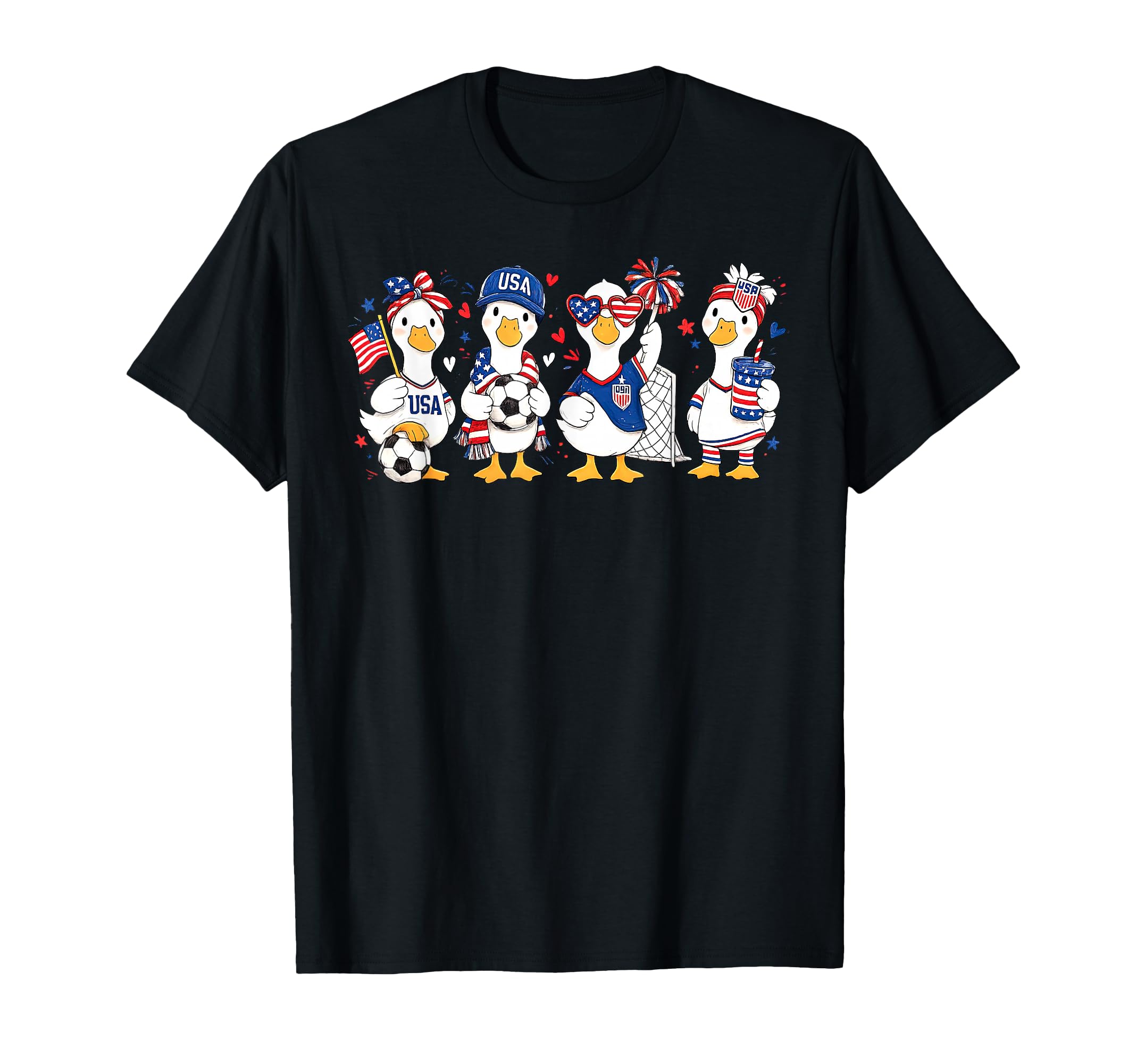 Silly Goose Patriotic 4Th July Soccer T-Shirt - Custom Art Print Unisex
