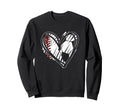 Baseball Soccer Ball Heart Love Sweatshirt - Novelty Apparel Unisex