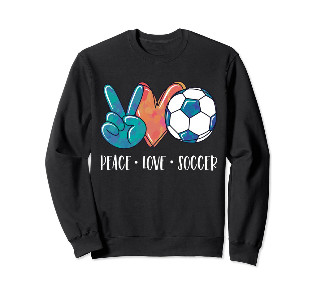 Soccer Lovers Peace Love Soccer Tie Sweatshirt - Graphic Print Men Women
