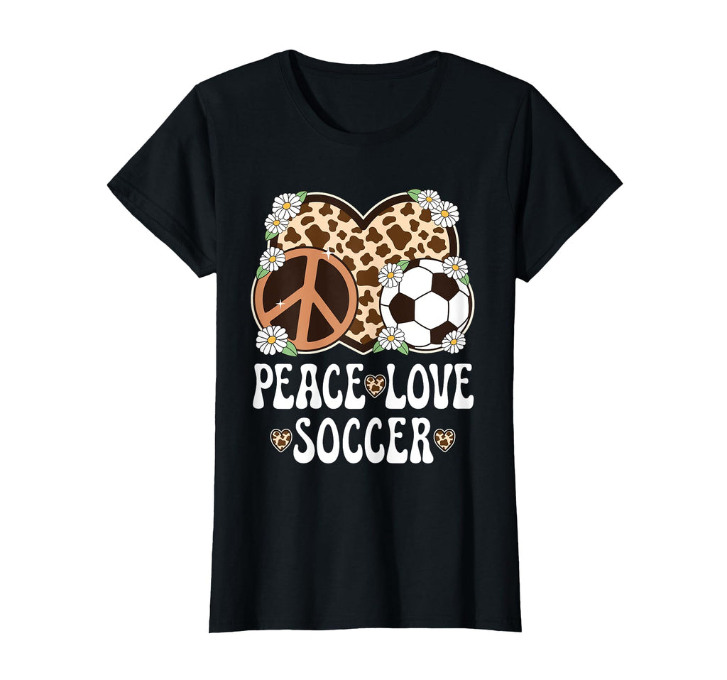 Peace Love Soccer Lover Cow Soccer T-Shirt - Trendy Graphic for Adults