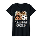 Peace Love Soccer Lover Cow Soccer T-Shirt - Trendy Graphic for Adults