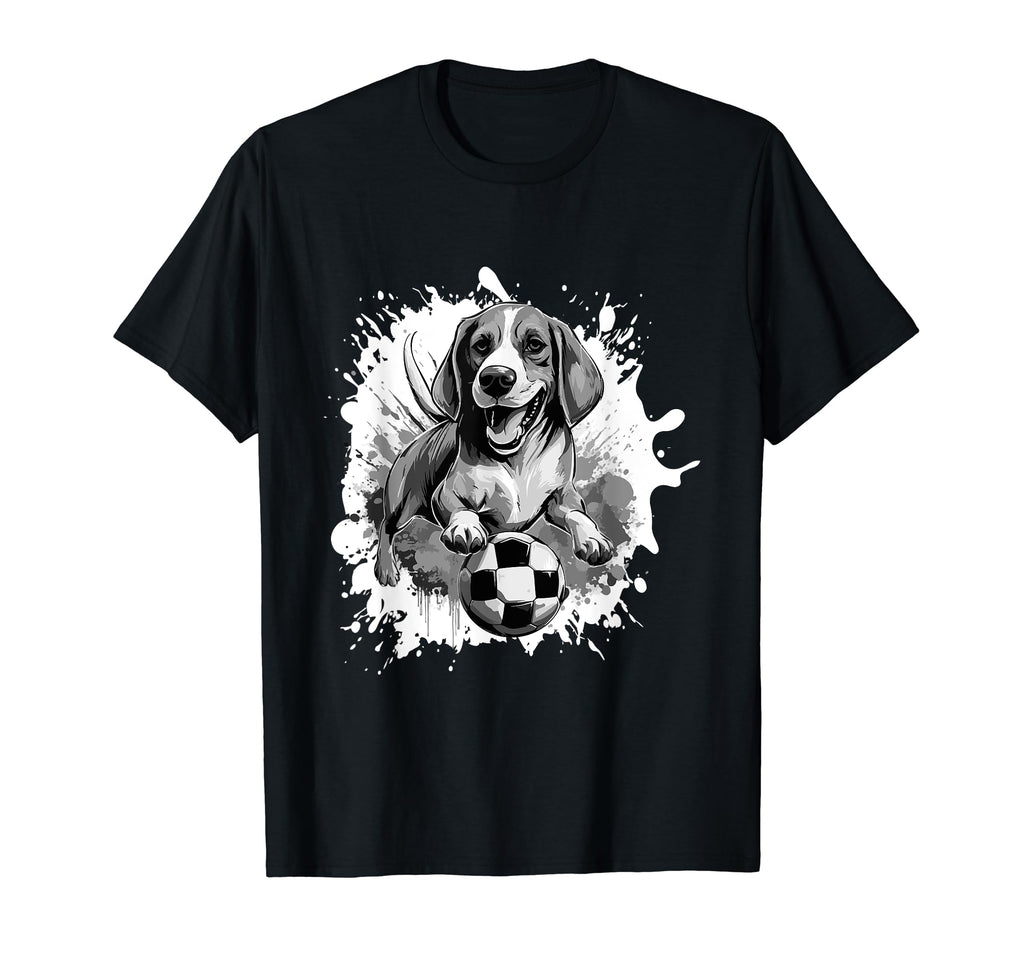 Beagle Dog Playing Soccer Team Sports T-Shirt - Novelty Apparel Unisex