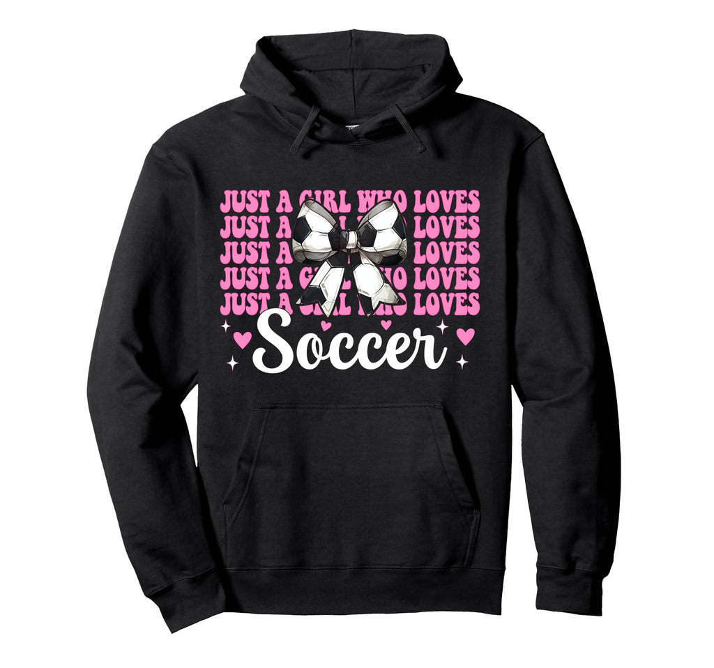 Just Who Loves Soccer Coquette Bow Hoodie - Trendy Graphic Men Women