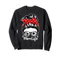 Mom Life Messy Bun Hair Soccer Sweatshirt - Aesthetic Graphic Unisex