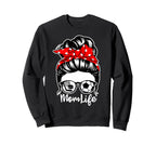 Mom Life Messy Bun Hair Soccer Sweatshirt - Aesthetic Graphic Unisex