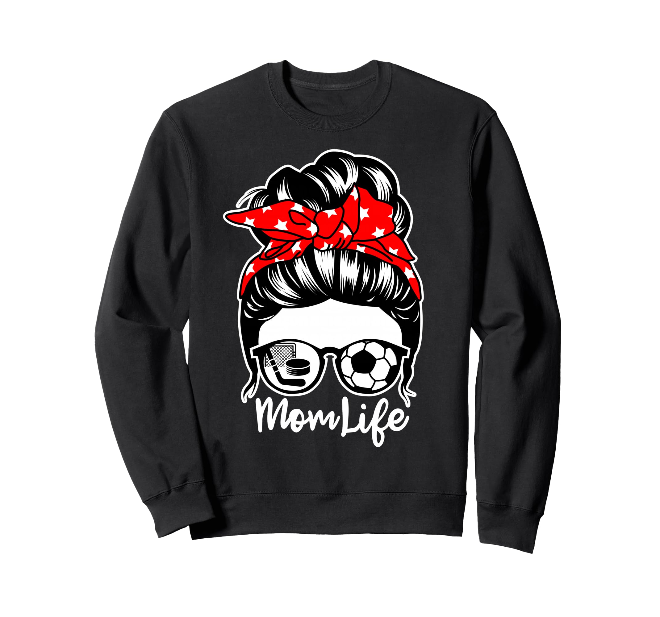 Mom Life Messy Bun Hair Soccer Sweatshirt - Aesthetic Graphic Unisex