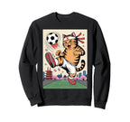 Cat Cat Gang Japanese Cat Playing Soccer Sweatshirt - Unique Graphic Unisex