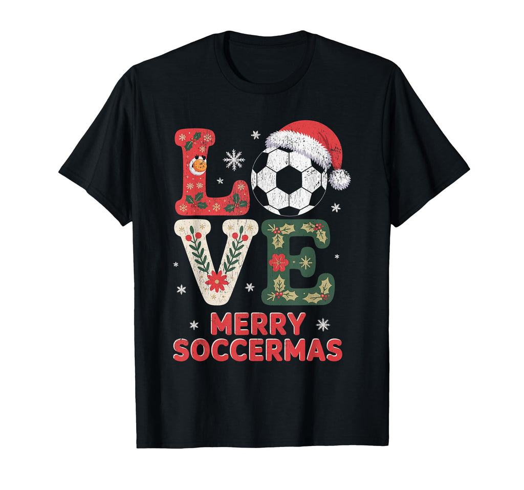 Merry Soccermas Funny Soccer Love Santa T-Shirt - Streetwear Style Unisex