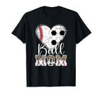Ball Mom Heart Soccer Baseball Mom T-Shirt - Casual Everyday Wear Unisex