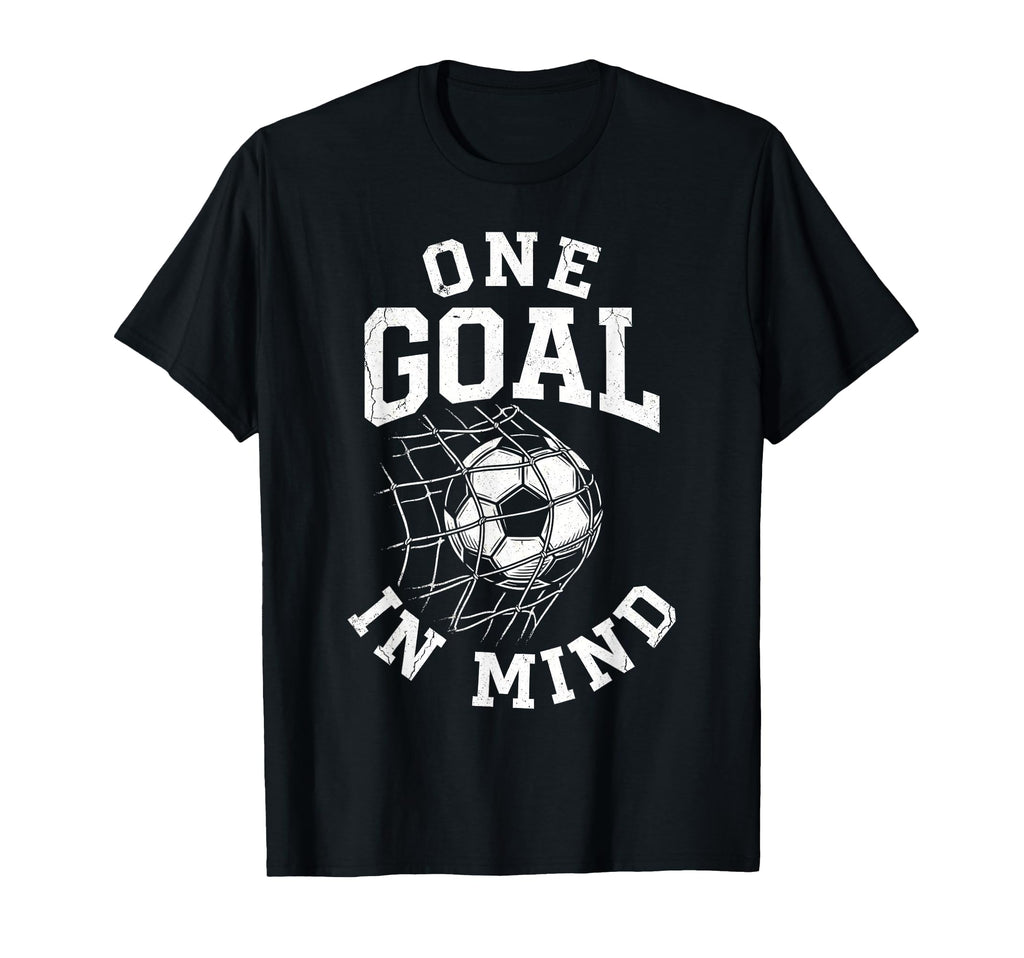 One Goal Mind Distressed Soccer Net Ball T-Shirt - Graphic Print Men Women