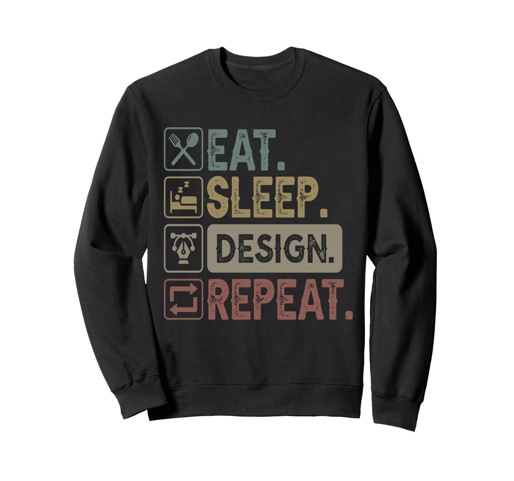 Eat Sleep Repeat Designer Sweatshirt - Graphic Print for Adults