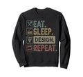 Eat Sleep Repeat Designer Sweatshirt - Graphic Print for Adults