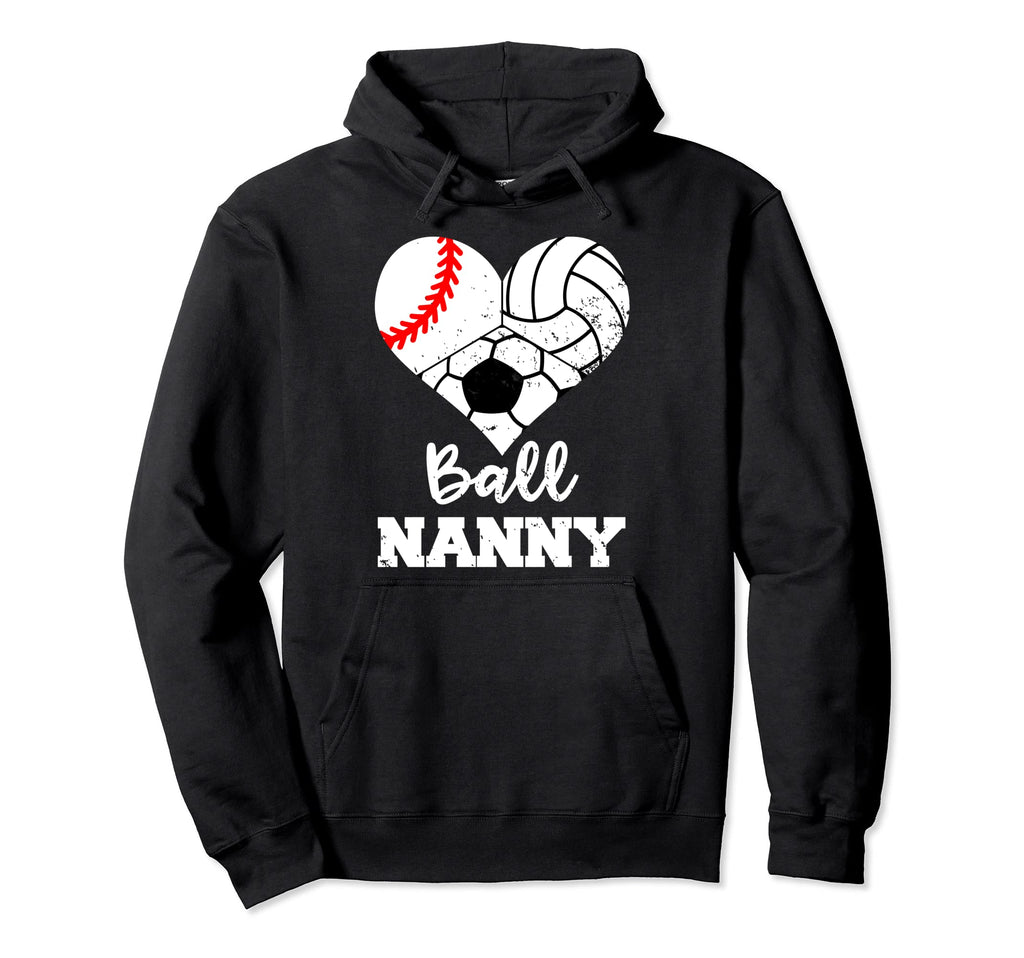 Ball Nanny Heart Funny Baseball Hoodie - Fun Novelty Design Men Women