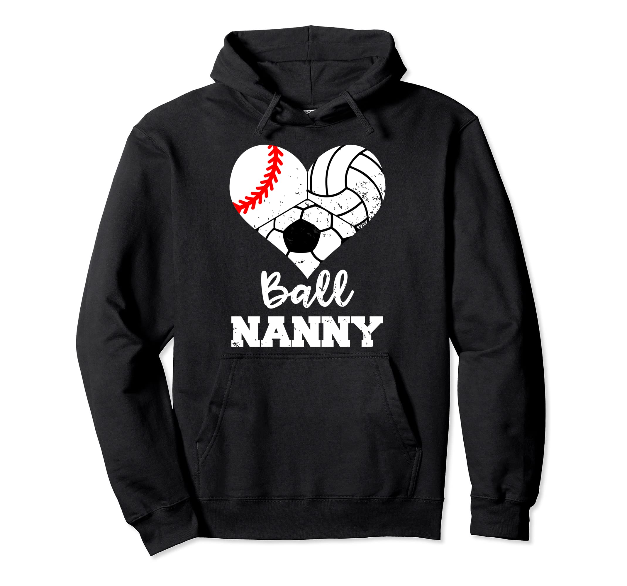 Ball Nanny Heart Funny Baseball Hoodie - Fun Novelty Design Men Women