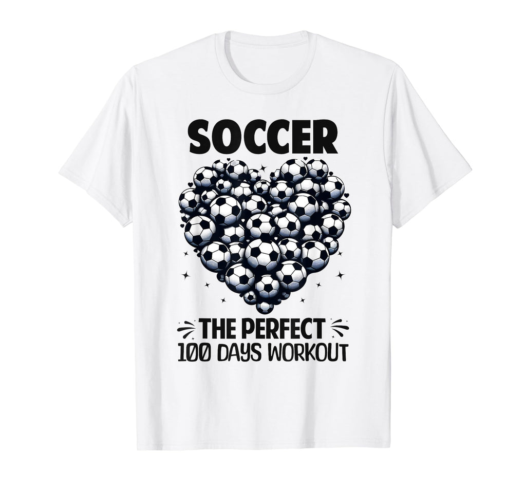 100 Days School Soccer Heart Love 100Th T-Shirt - Unique Graphic Men Women