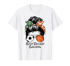 Busy Raising Ballers Messy Bun Womens T-Shirt - Unique Graphic for Adults