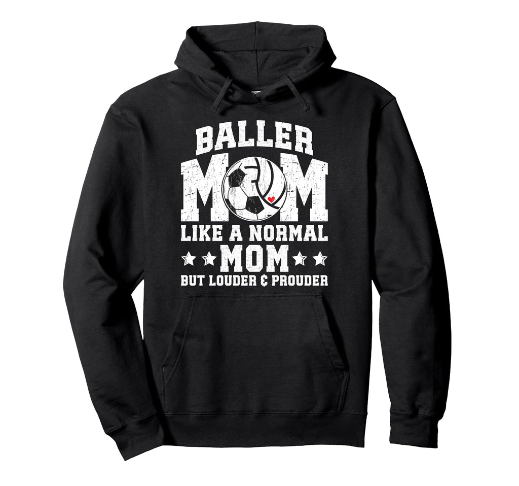 Baller Mom Louder Prouder Volleyball Hoodie - Minimalist Print for Adults