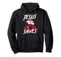 Jesus Save Funny Hockey Goalie Jesus Hoodie - Trendy Graphic for Adults