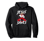 Jesus Save Funny Hockey Goalie Jesus Hoodie - Trendy Graphic for Adults
